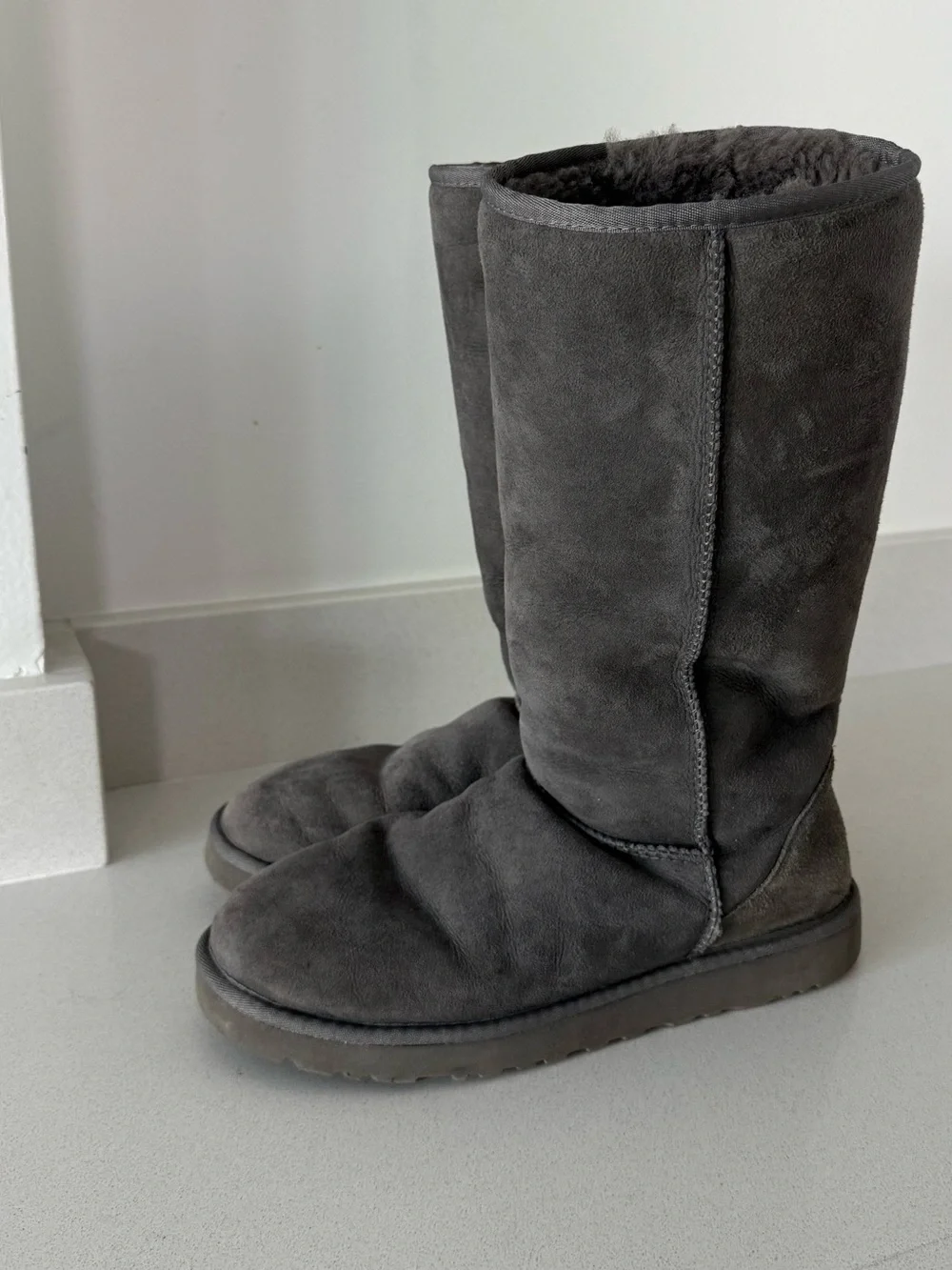UGG Charcoal Suede Tall Boots